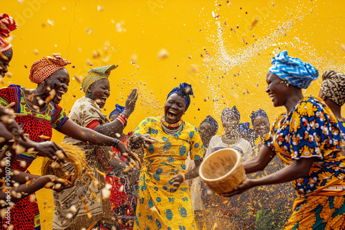 A group of Ghanaians celebrating Homowo Festival photo