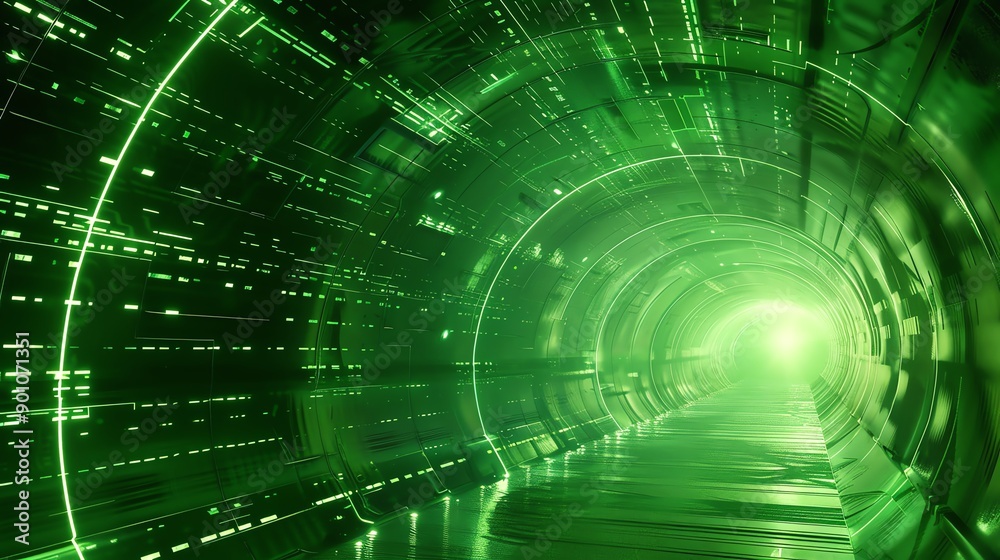 Abstract tunnel background with green influence and futuristic digital tunnel graphics Abstract tunnel background with green influence and futuristic digital tunnel graphics