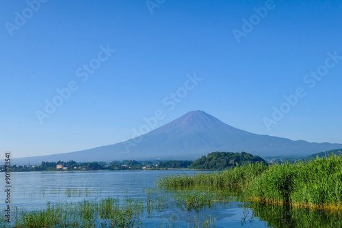 山梨県河口湖と富士山