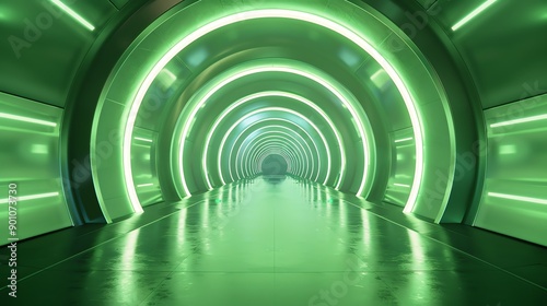 Abstract tunnel background featuring green influence, technological evolution, and innovation