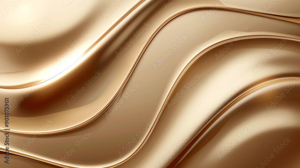 Fototapeta premium A soft, elegant, and abstract background with a smooth, wavy, metallic gold texture. Perfect for luxurious, elegant, and minimalist designs.