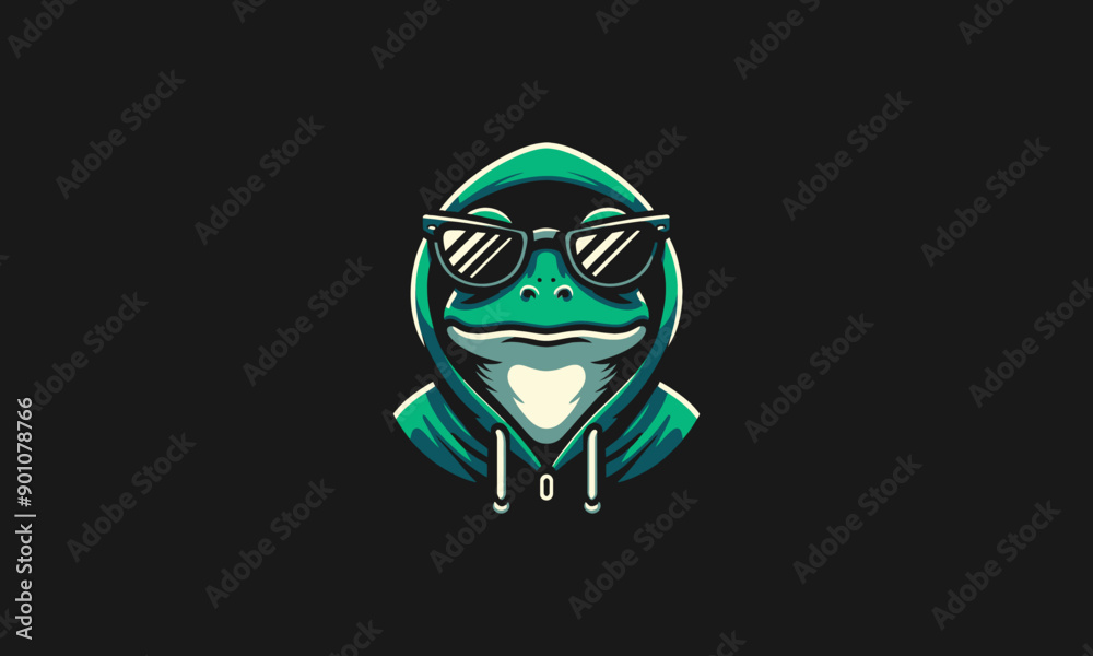 head frog wearing sun glass and hoodie vector flat design head frog wearing sun glass and hoodie vector flat design