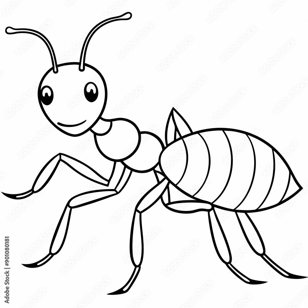 Fototapeta premium Ant line art vector illustration 