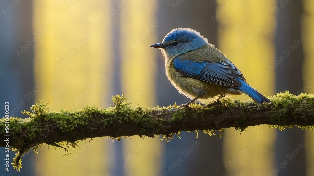 Natural background and a small blue bird Natural background and a small blue bird