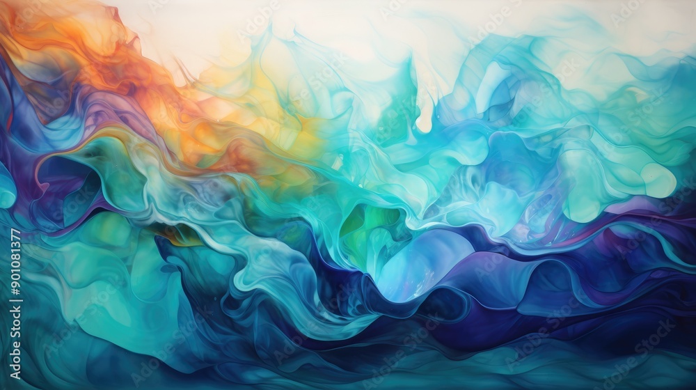 Iridescent flowing waves with dynamic movement Iridescent flowing waves with dynamic movement