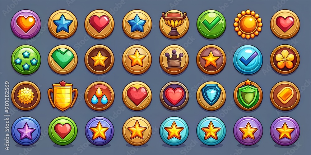 Set of shinies game icons and templates Generative By AI Set of shinies game icons and templates Generative By AI