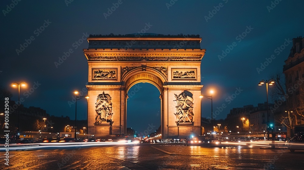 Fototapeta premium Stunning Night Scene of the Arc de Triomphe, Paris, France
