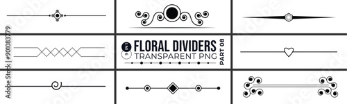 Line dividers. Decorative swirl text separators, vintage divider, Ornament divider collection, Wedding invitation card background with golden line art flower and botanical leaves Organic shapes, 