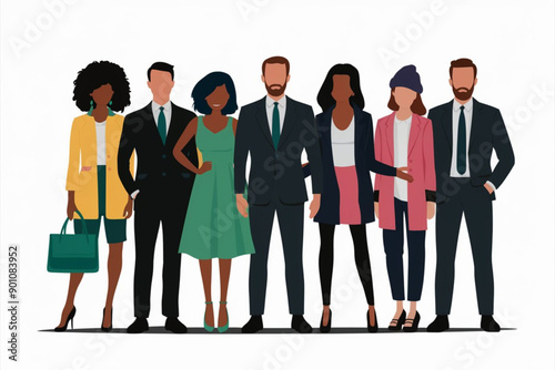  A group of flat design businesspeople standing characters