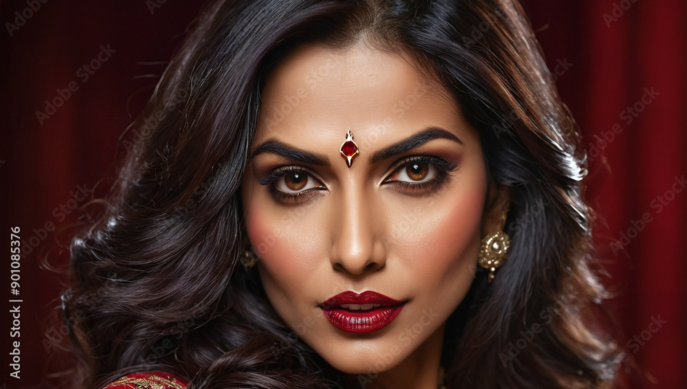Fototapeta premium Closeup of very attractive and glamorous Indian woman
