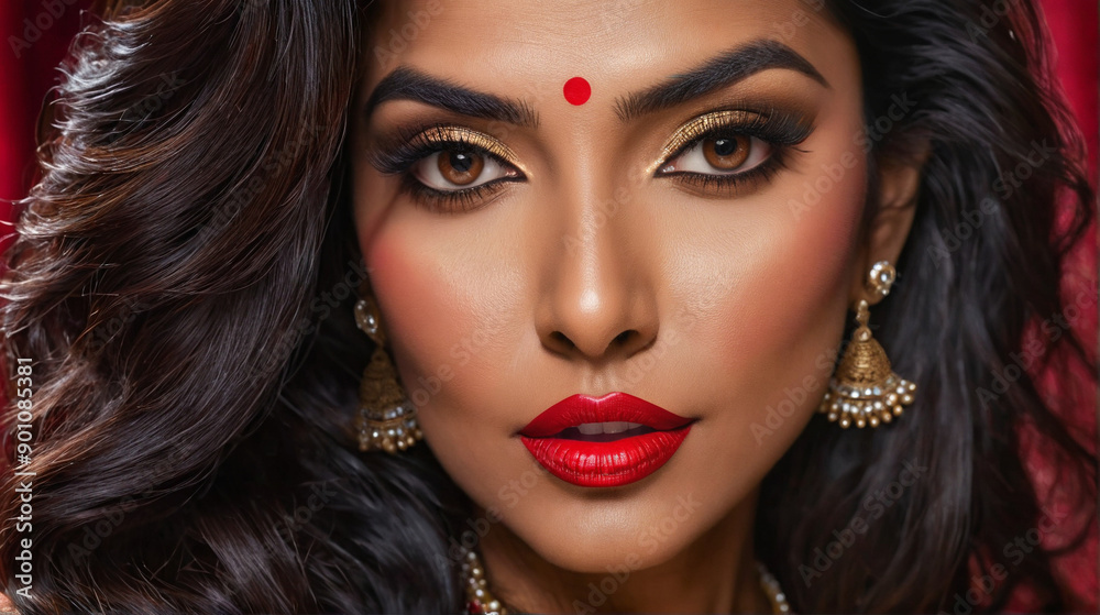 Fototapeta premium Closeup of very attractive and glamorous Indian woman