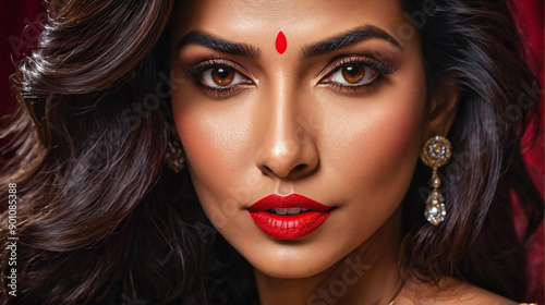 Closeup of very attractive and glamorous Indian woman