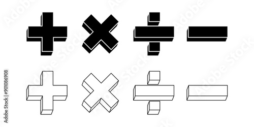 Tableau sur toile multiplication plus minus division mathematical symbol set