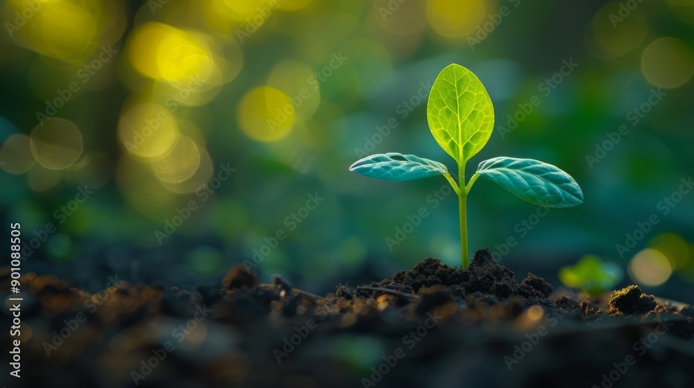 A green sprout emerges from soil atop a stack of coins, representing financial growth and successful investment. A green sprout emerges from soil atop a stack of coins, representing financial growth and successful investment.