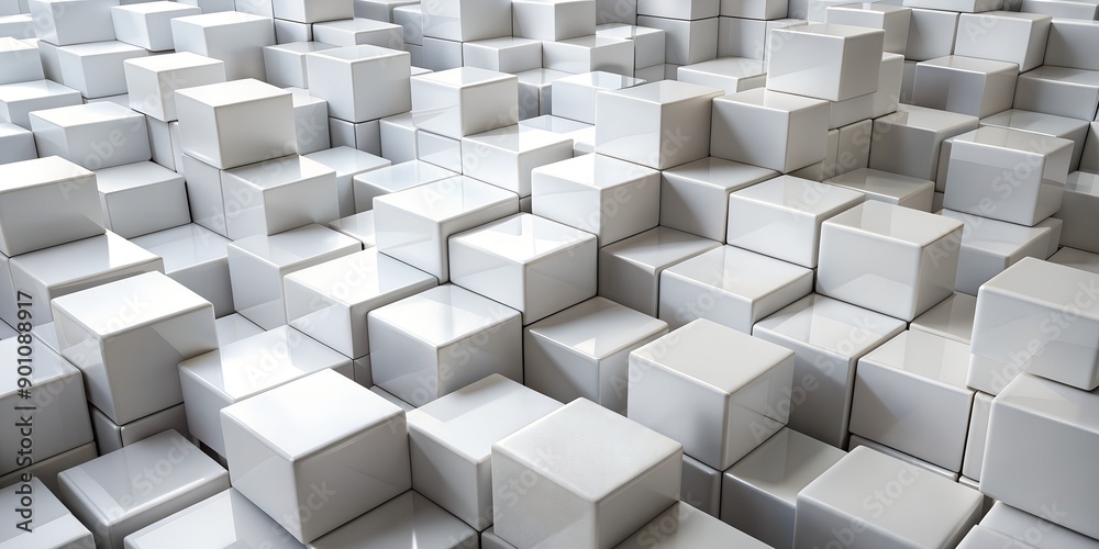 Random shifted white cube boxes block background 32K Ai Generated AI Generative