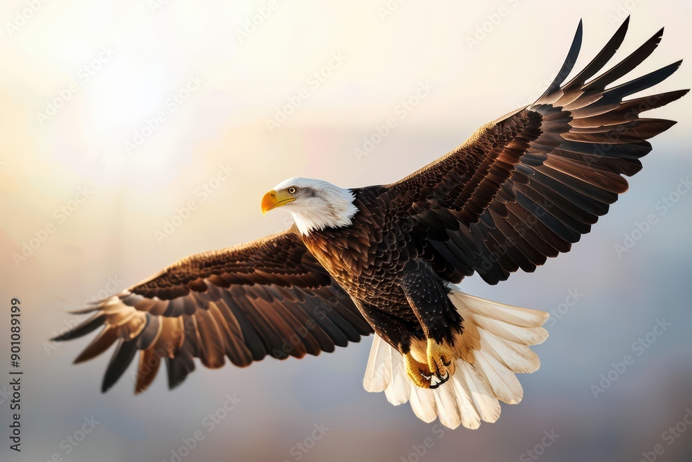 A majestic bald eagle soaring in the sky A majestic bald eagle soaring in the sky
