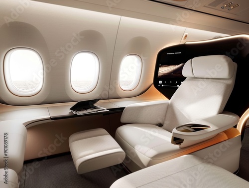 a comfortable seat in the first class cabin of the aircraft - ai