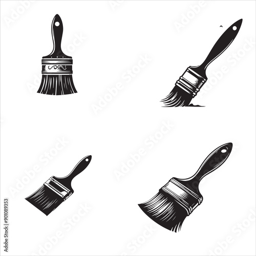 silhouette of clean vector on paint brush isolated on white background 