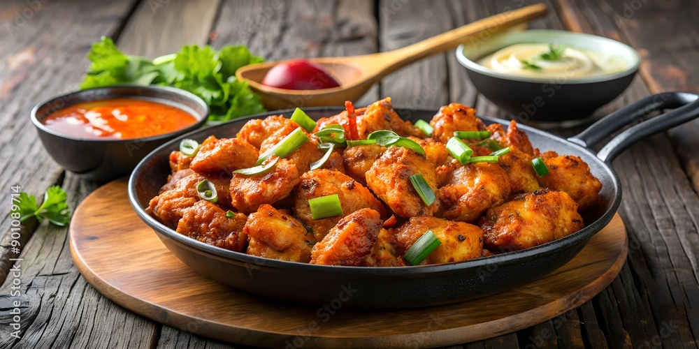 Sizzling Chicken Fry with Spicy Sauce AI-Generated Content, Spicy Chicken, Chicken Lovers Sizzling Chicken Fry with Spicy Sauce AI-Generated Content, Spicy Chicken, Chicken Lovers