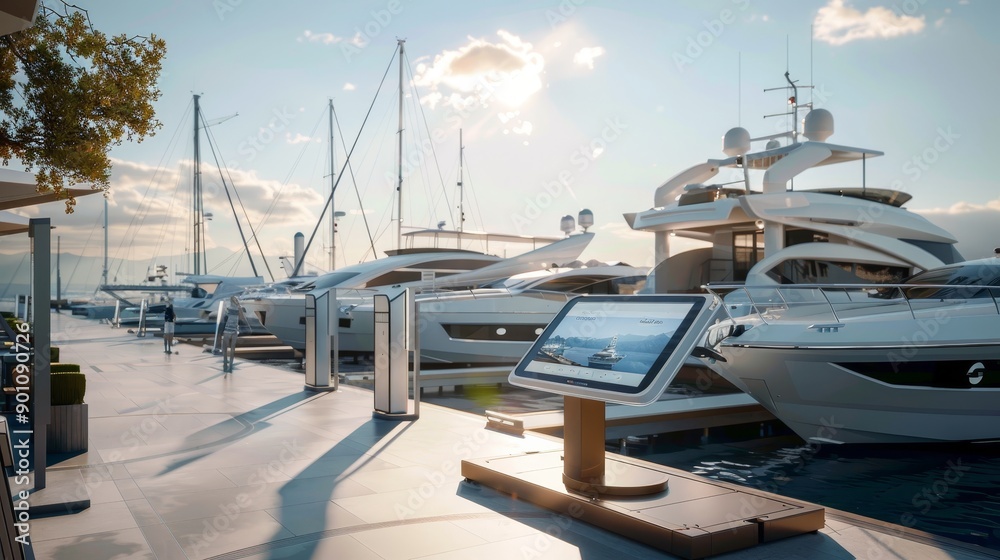 Fototapeta premium Seaside Serenity Luxury Yacht Marina with CuttingEdge Booking Technology