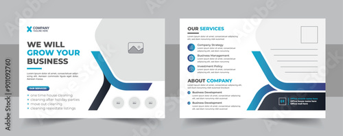 Modern corporate postcard design template, Business or marketing agency eddm postcard template layout