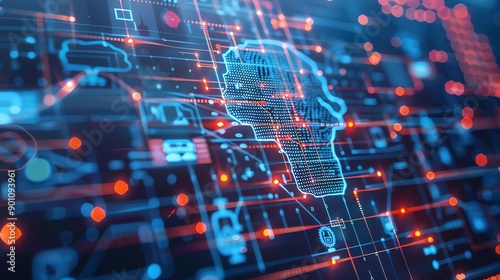 Wallpaper Mural A digital interface with a map of Africa in the center. Torontodigital.ca