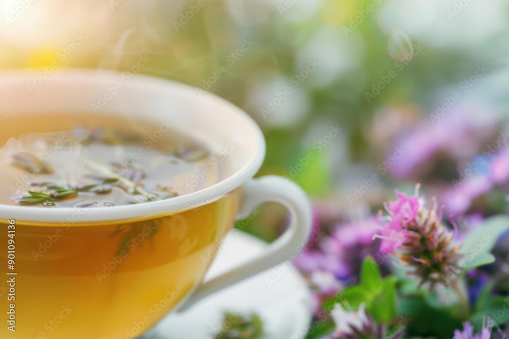 Herbal tea explosion with a soothing blend of herbs and botanicals Herbal tea explosion with a soothing blend of herbs and botanicals
