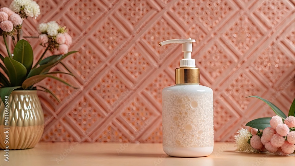 Cosmetic bottle body care foam soap wallpaper background Cosmetic bottle body care foam soap wallpaper background