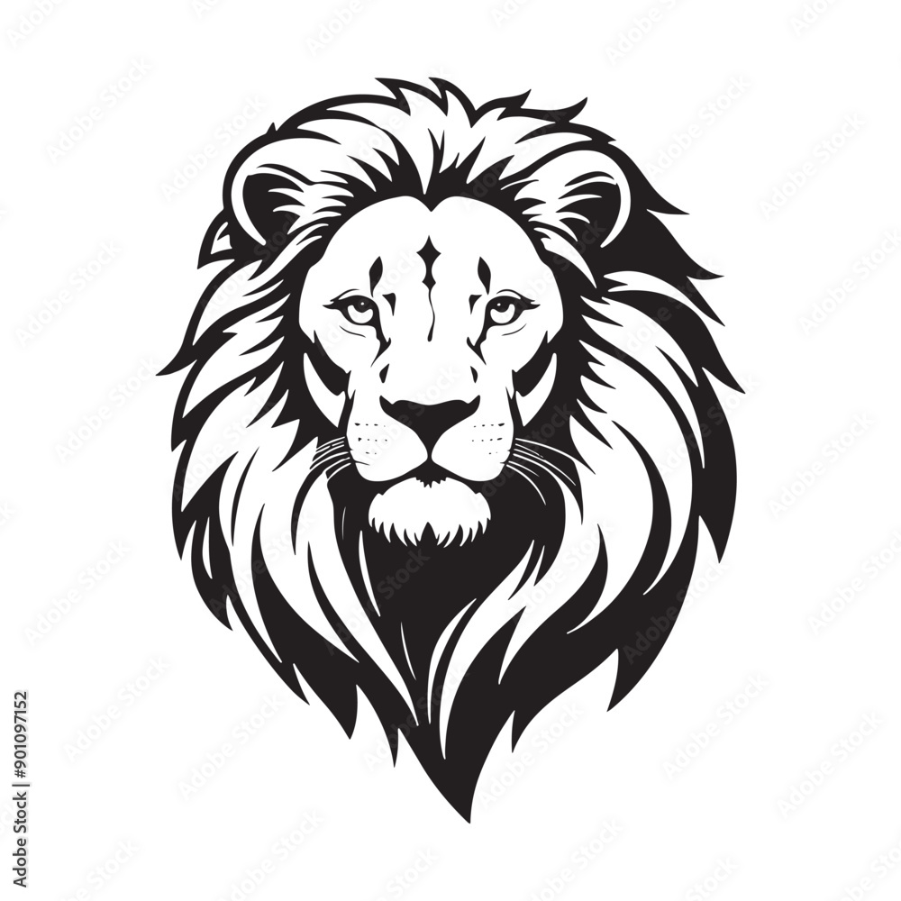 Black and white lion head vector illustration Black and white lion head vector illustration
