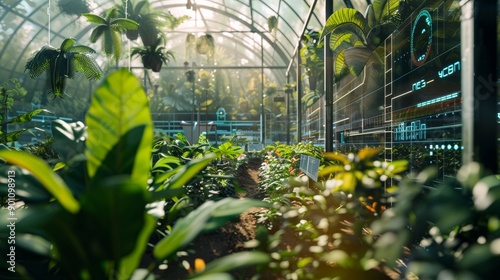 TechInfused Oasis Futuristic Greenhouse with RealTime Plant Monitoring and Climate Control photo