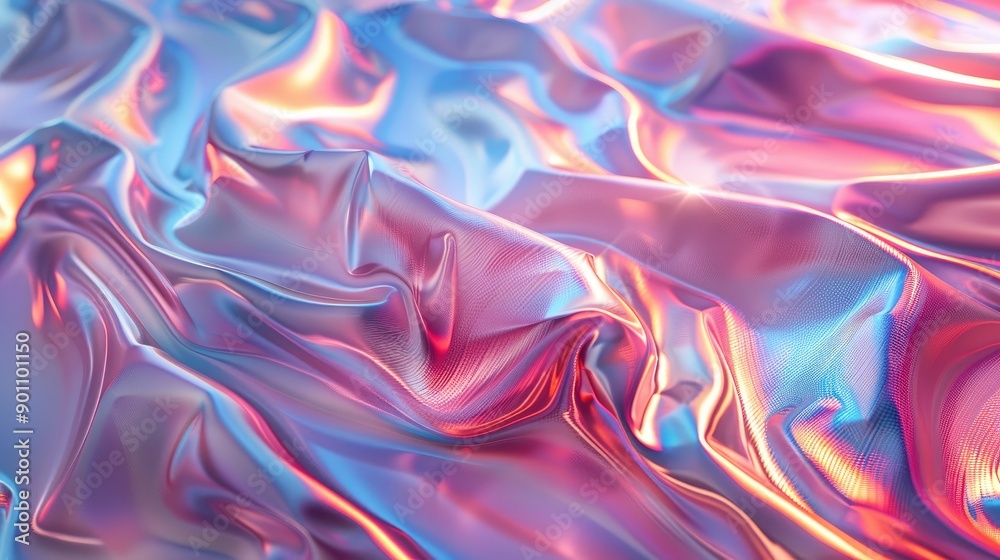 Iridescent, shiny surface with abstract shapes Iridescent, shiny surface with abstract shapes