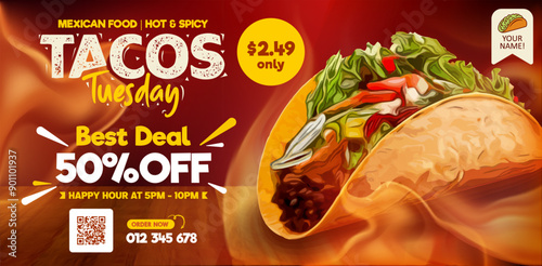 Best deal Tacos banner and landing page template vector