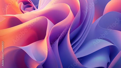 Abstract 3D render of flowing, colorful,  shiny shapes.