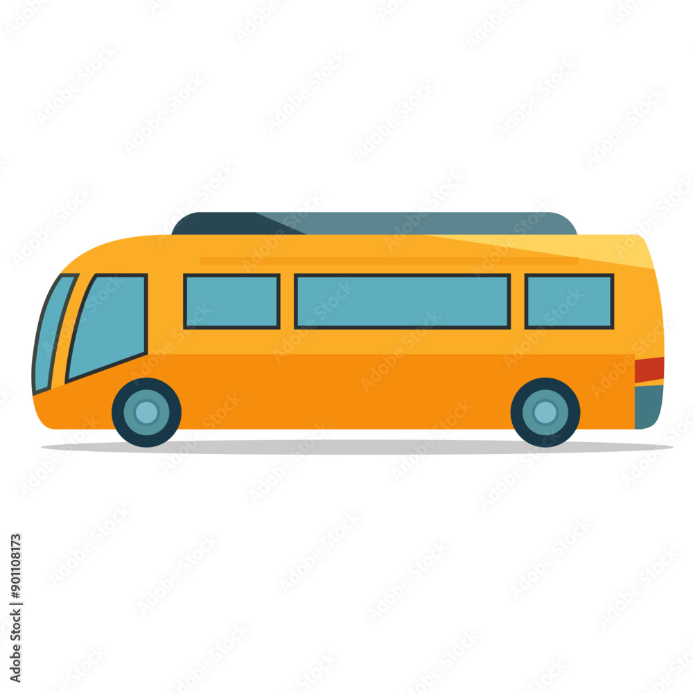 Cute bus vector illustration, simple bus flat icon design, isolated on white background Cute bus vector illustration, simple bus flat icon design, isolated on white background