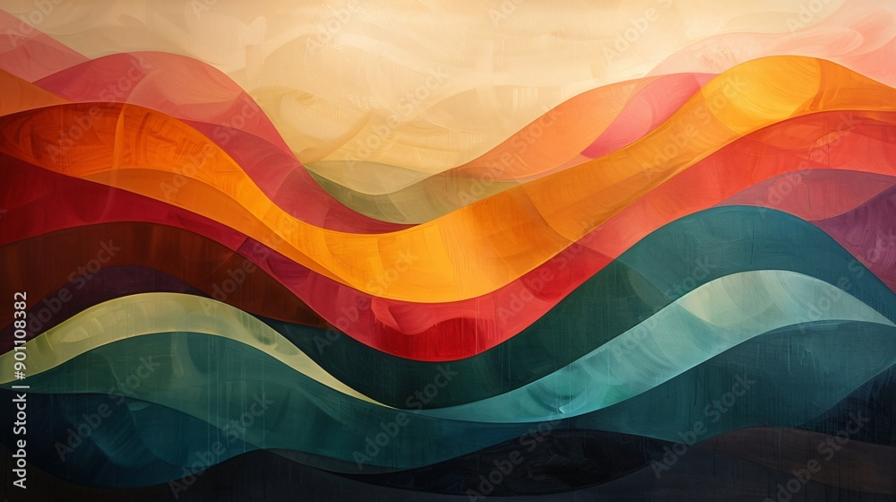 Abstract Landscape in Warm and Cool Hues