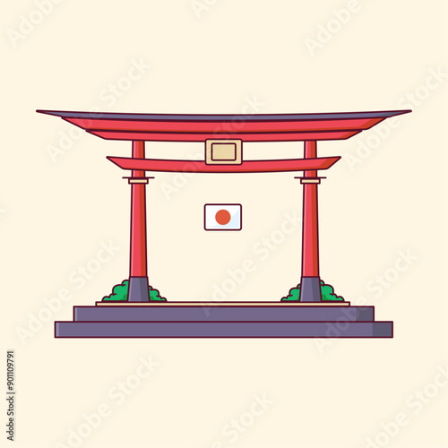 Red Japan Gate vector illustration