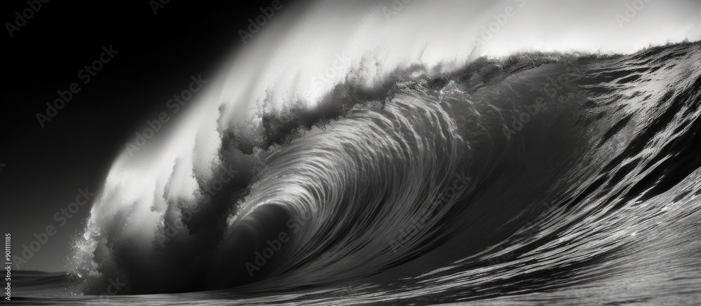 Obraz premium Gigantic Wave Breaking in Black and White
