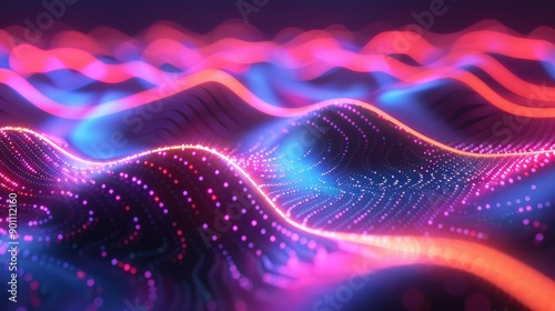 Neon waveforms cascading in an endless loop