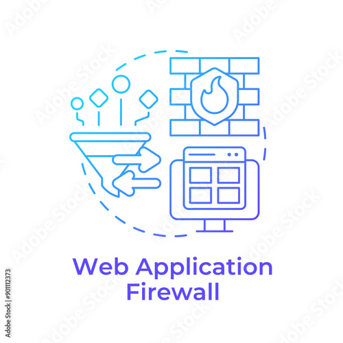 Web application firewall blue gradient concept icon. Network traffic, cybersecurity. Round shape line illustration. Abstract idea. Graphic design. Easy to use in infographic, presentation