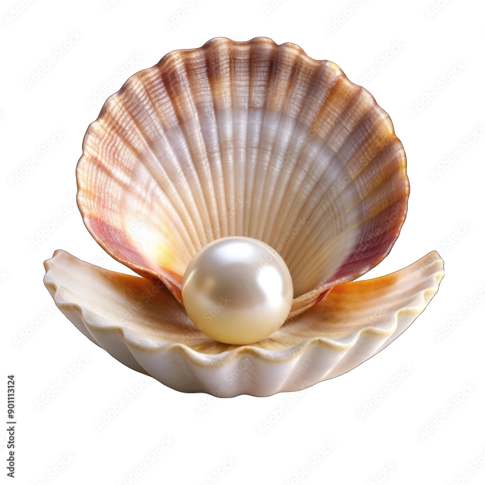 Seashell with clear pearl isolated on transparent background Seashell with clear pearl isolated on transparent background