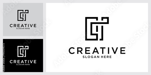 LT or TL initial letter logo design vector.