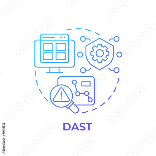 DAST blue gradient concept icon. Dynamical analysis, web application. Security testing. Round shape line illustration. Abstract idea. Graphic design. Easy to use in infographic, presentation
