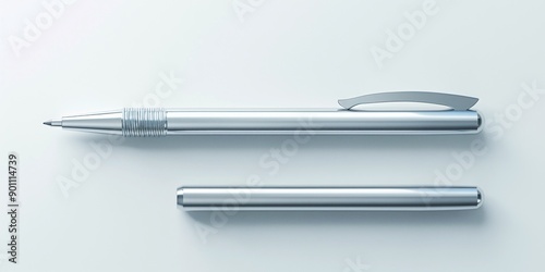 Isolated silver pen mockup.