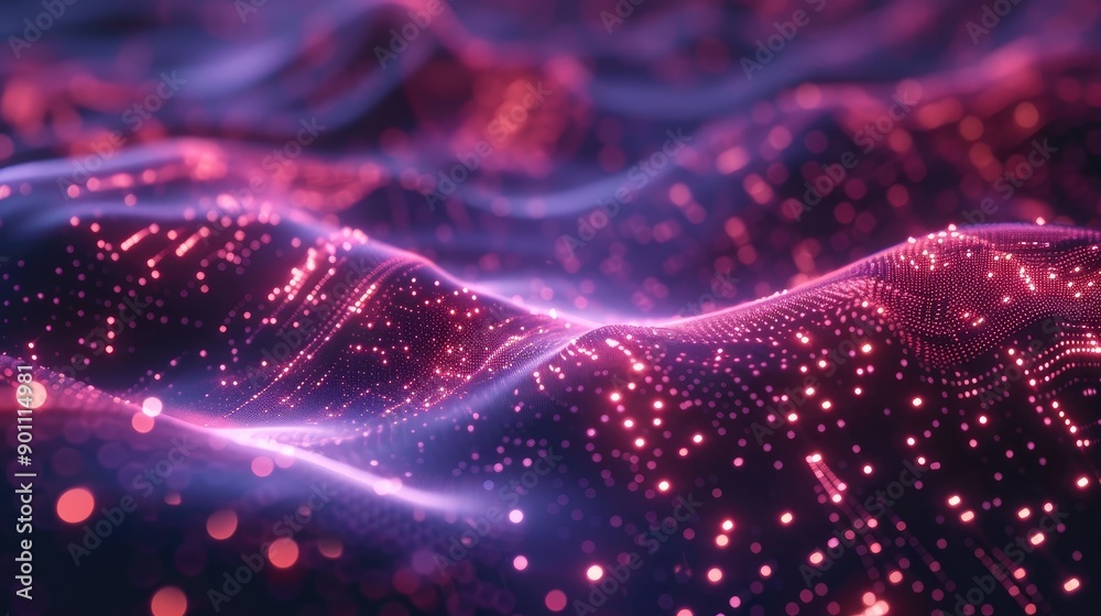 Fluorescent waves with a tech background Fluorescent waves with a tech background