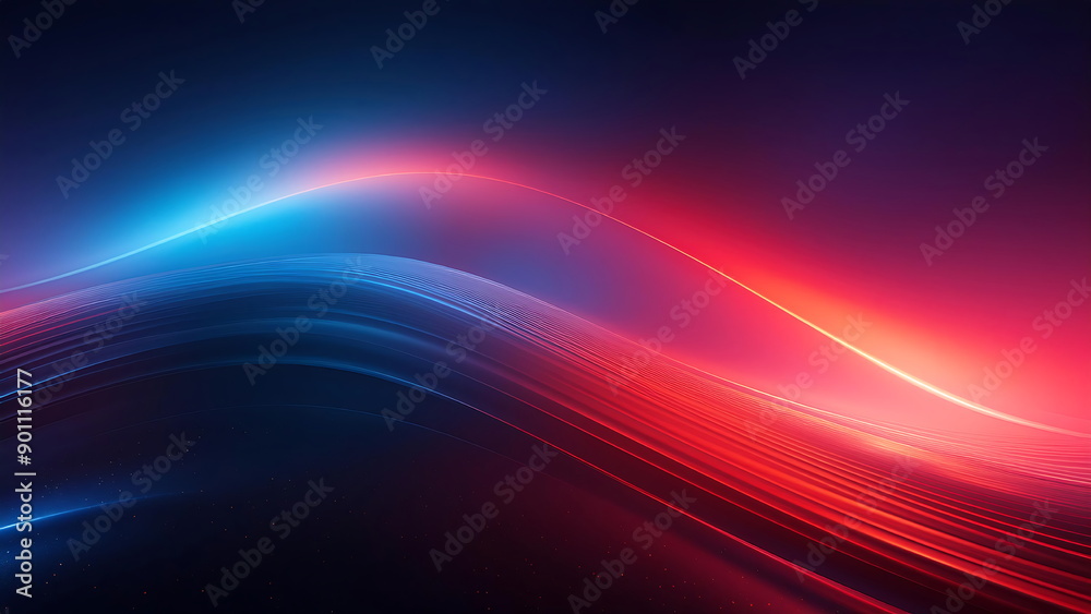 Abstract Curved Lines with Red and Blue Glow