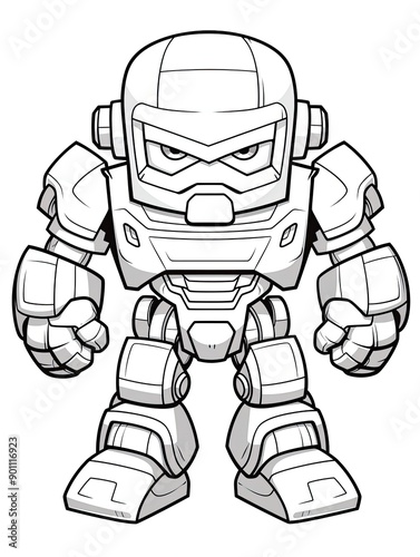 Coloring page for kids, robot