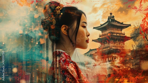 Collage asian culture and religion