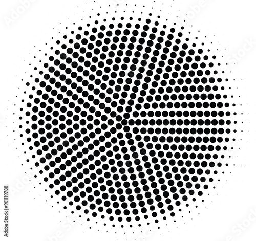 Abstract monochrome round halftone background. Vector illustration