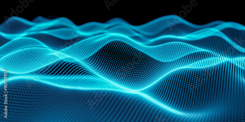 Abstract blue tech background with digital dot waves
