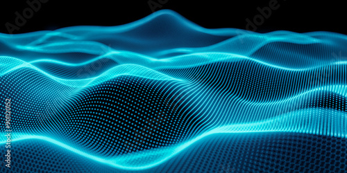 Abstract blue tech background with digital dot waves